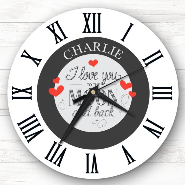 I Love You To The Moon & Back Anniversary Valentine's Gift Personalised Clock - image 1