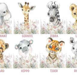 Floral Safari Animal Prints, Nursery Decor, Nursery Prints, Girls, Baby, Bedroom, Jungle, Woodland Animals, Pink, Wall Decor, Safari Decor, Flowers - thumbnail 3