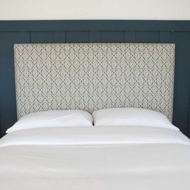 Ikat Fabric Upholstered Headboard - Cyan Blue - Single Double King Size Super - image 1