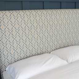 Ikat Fabric Upholstered Headboard - Cyan Blue - Single Double King Size Super - thumbnail 4