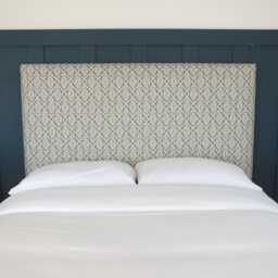 Ikat Fabric Upholstered Headboard - Cyan Blue - Single Double King Size Super - thumbnail 1