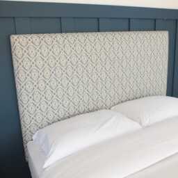 Ikat Fabric Upholstered Headboard - Cyan Blue - Single Double King Size Super - thumbnail 2