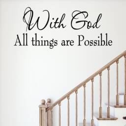 Vwaq With God All Things Are Possible Bible Wall Decal Inspirational Room Decor Faith Saying - thumbnail 2