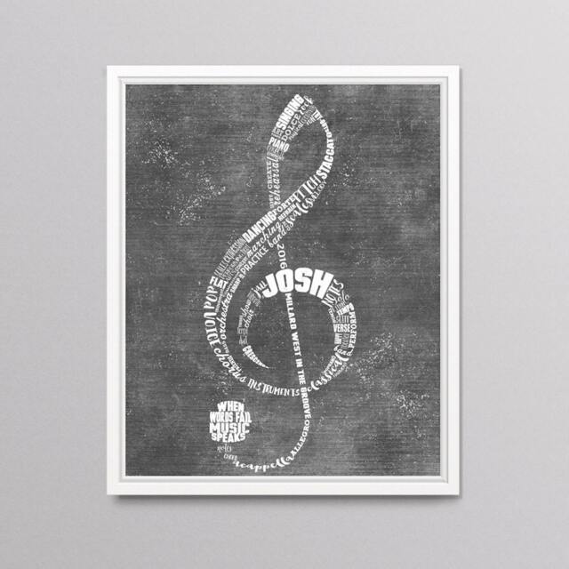 Music Teacher Gift - Musician Gift- Personalized Treble Clef Artwork Band Gifts Chorus Orchestra Last Minute Christmas Gifts - image 1
