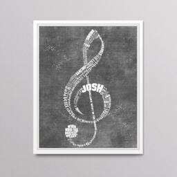 Music Teacher Gift - Musician Gift- Personalized Treble Clef Artwork Band Gifts Chorus Orchestra Last Minute Christmas Gifts - thumbnail 1
