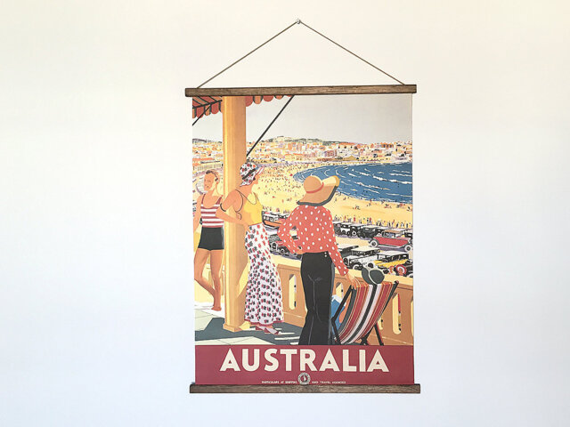 Australia Vintage Travel Poster With Wooden Hangers - image 1