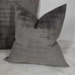 Azurite Grey Textured Fabric Handmade Cushion Cover Distressed Look Velvet Textured Velvet Pillow Cover - thumbnail 3