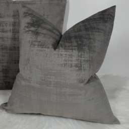 Azurite Grey Textured Fabric Handmade Cushion Cover Distressed Look Velvet Textured Velvet Pillow Cover - thumbnail 1