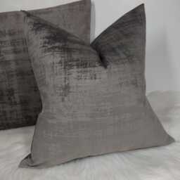 Azurite Grey Textured Fabric Handmade Cushion Cover Distressed Look Velvet Textured Velvet Pillow Cover - thumbnail 2