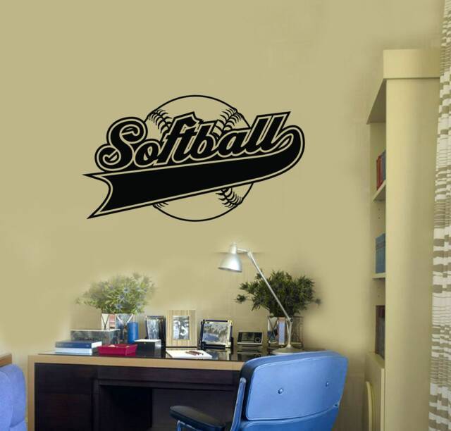 Softball Vinyl Wall Decal Ball Sports Room Decoration Teen Bedroom Perfect For Players, Coaches, & Team Spaces Art Sticker Mural - #2840Di - image 1