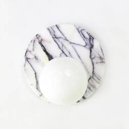 Lilac Marble & Glass Globe Round Flush Mount Light Fixture Lilack Minimalist Sconce Kitchen Bathroom - thumbnail 2