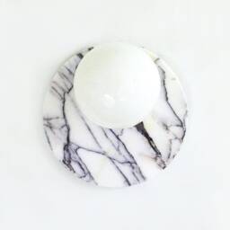 Lilac Marble & Glass Globe Round Flush Mount Light Fixture Lilack Minimalist Sconce Kitchen Bathroom - thumbnail 3