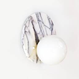 Lilac Marble & Glass Globe Round Flush Mount Light Fixture Lilack Minimalist Sconce Kitchen Bathroom - thumbnail 4