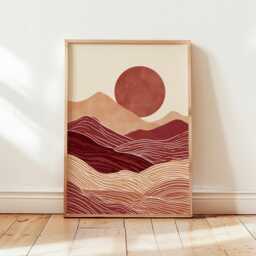 Terracotta Landscape Poster, Abstract Desert Wall Art, Paper Print - thumbnail 4