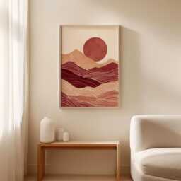 Terracotta Landscape Poster, Abstract Desert Wall Art, Paper Print - thumbnail 3