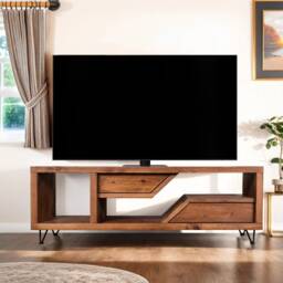 Solid Wood Tv Stand With Drawers - Reclaimed Timber Style