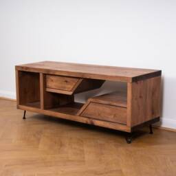 Solid Wood Tv Stand With Drawers - Reclaimed Timber Style - thumbnail 2