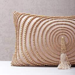 Light Peach Cotton Embroidered Bohemian, Bali Style Pillow Cover, Decorative Handmade Throw Cover, Cover Wlcc001 - thumbnail 2