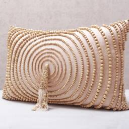 Light Peach Cotton Embroidered Bohemian, Bali Style Pillow Cover, Decorative Handmade Throw Cover, Cover Wlcc001 - thumbnail 3