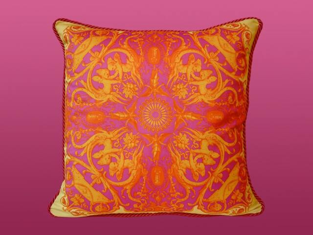 Angela Pillow - Pink/Yellow/Gold - image 1