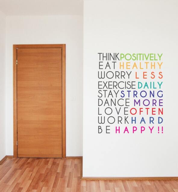 Think Positively Wall Sticker Decal - Quotes, Decals, Words, Inspiration, Decor, Family
