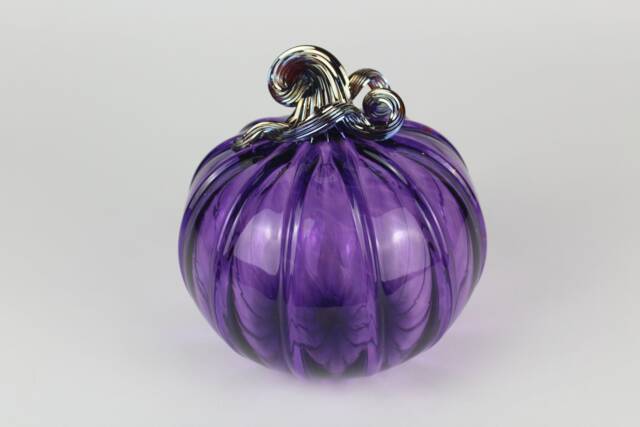 Violet & Gold Handblown Decorative Glass Pumpkin - image 1