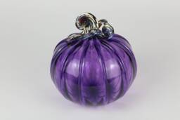 Violet & Gold Handblown Decorative Glass Pumpkin