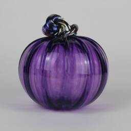Violet & Gold Handblown Decorative Glass Pumpkin - thumbnail 4