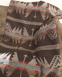 Wool Blend Blanket Throw in Brown Tones - Breckendale - thumbnail 1