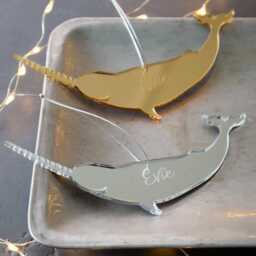 Personalised Mirrored Narwhal Christmas Decoration - thumbnail 2