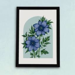 Purple Anemone Floral Art Print - Watercolour Flowers Illustration Vintage Inspired Botanical Artwork Gift For Her Gardeners - thumbnail 2