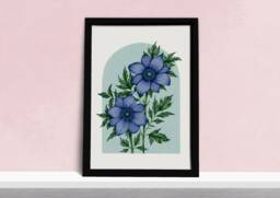 Purple Anemone Floral Art Print - Watercolour Flowers Illustration Vintage Inspired Botanical Artwork Gift For Her Gardeners - thumbnail 1