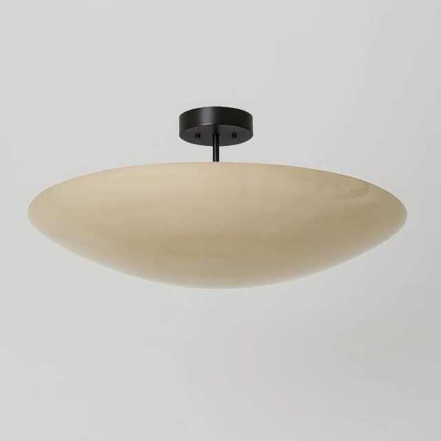 6 Light Mid Century Ceiling Flush Mount Pendant Handmade Brass Perforated Raw Finish Fixture White Matt - image 1