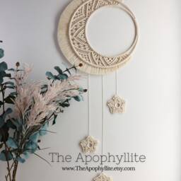 Macrame Moon & Stars Wall Hanging. Handmade Bedroom, Nursery Or Mystic Decor - thumbnail 3