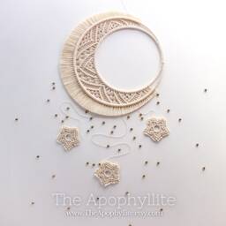 Macrame Moon & Stars Wall Hanging. Handmade Bedroom, Nursery Or Mystic Decor - thumbnail 2