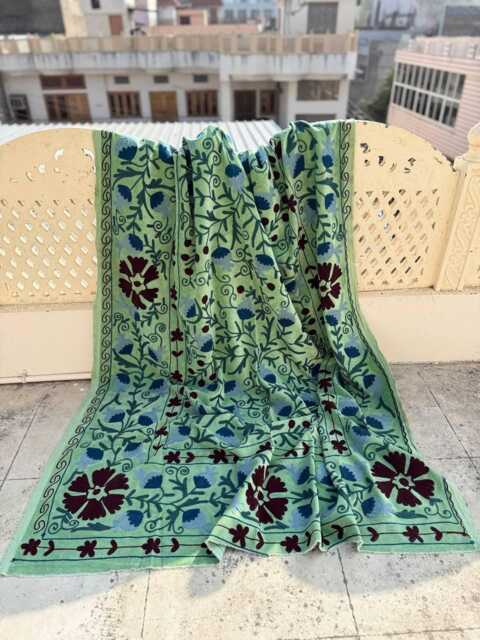 Boho Velvet Suzani Quilts Hand Embroidered Bedspread - image 1