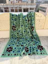 Boho Velvet Suzani Quilts Hand Embroidered Bedspread