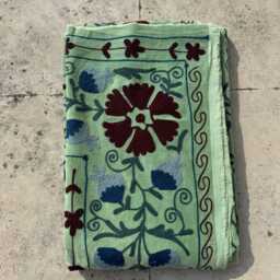 Boho Velvet Suzani Quilts Hand Embroidered Bedspread - thumbnail 4
