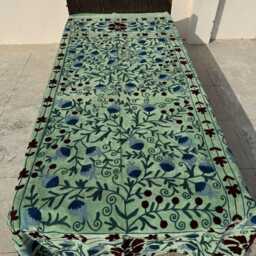 Boho Velvet Suzani Quilts Hand Embroidered Bedspread - thumbnail 2