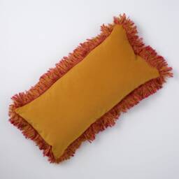 Lobster Rectangle Cushion With Tassels & Velvet, Handwoven in Brighton UK - thumbnail 2
