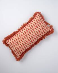 Lobster Rectangle Cushion With Tassels & Velvet, Handwoven in Brighton UK