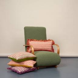 Lobster Rectangle Cushion With Tassels & Velvet, Handwoven in Brighton UK - thumbnail 4