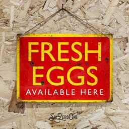 Fresh Eggs Metal Sign. Worn Rustic Look Print. Available Here Chicken Coop Hen Rescue Outdoor Free Range Run - thumbnail 2