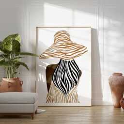 Fashion Figure Poster, Minimalist Woman Wall Art, Neutral Line Print - thumbnail 4