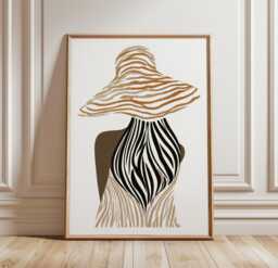 Fashion Figure Poster, Minimalist Woman Wall Art, Neutral Line Print