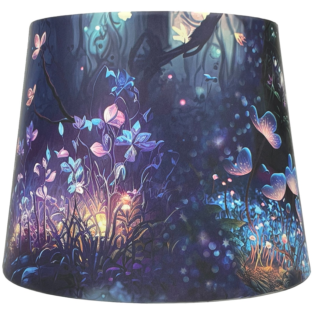 RAINFALLARING Table Lamp – Blooming Spring Meadow Design, Linen Shade, Wood Base, RGB Remote Control, 16 Colors, 3 Brightness Levels