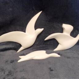 Seagull Wall Decor - Set Of 3- Flying Birds Wall Art-Bird Sculpture - thumbnail 3