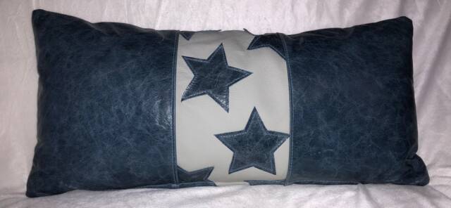 Genuine Leather Lumbar Pillow, Accent Cushion, Star Pillow Down Feather Throw - image 1