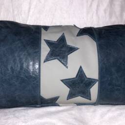 Genuine Leather Lumbar Pillow, Accent Cushion, Star Pillow Down Feather Throw - thumbnail 3