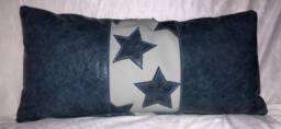 Genuine Leather Lumbar Pillow, Accent Cushion, Star Pillow Down Feather Throw - thumbnail 1